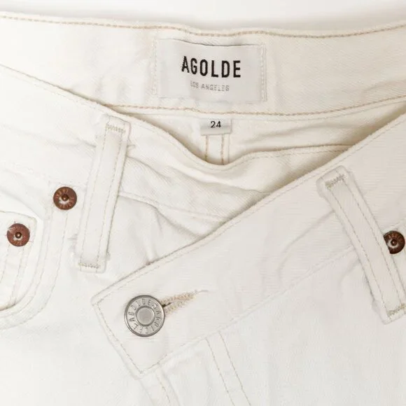 Agolde Criss Cross Upsized Organic Cotton Jean in Paste Off White Ivory - XS 24 - Picture 10 of 16